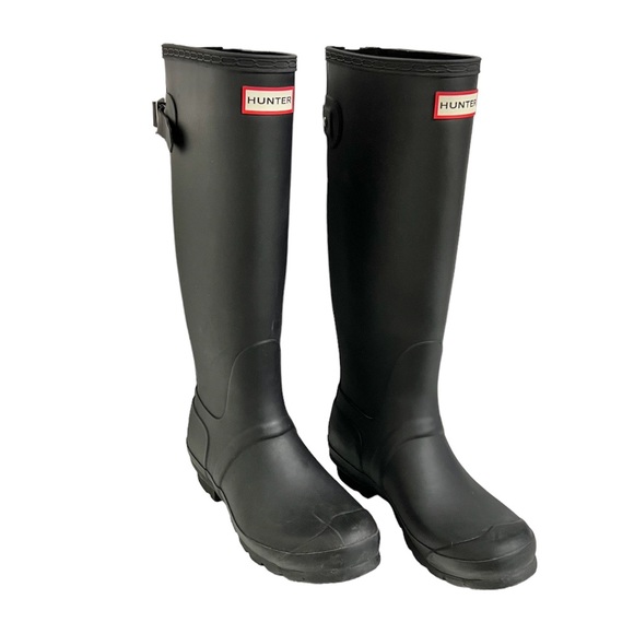 Hunter Women’s Original Tall Black Adjustable Rubber Rain Boots Size 7 - Picture 2 of 14